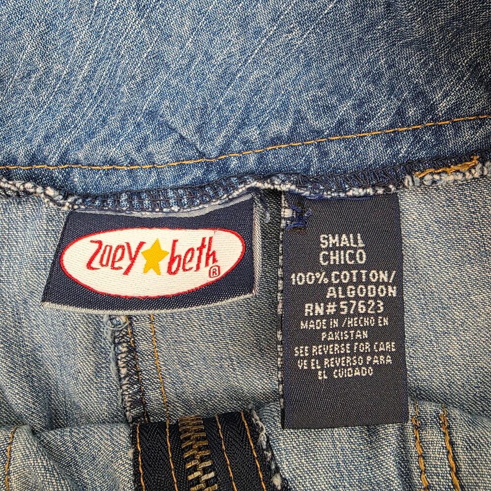 Y2K Denim Mini Skirt Womens Small Zip Front Cargo Pockets 90s Blue Jean - Picture 2 of 11